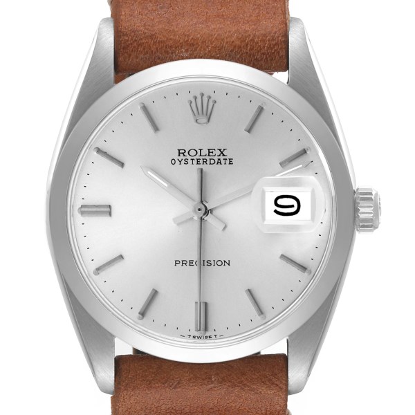 Rolex OysterDate Precision Silver Dial Vintage Steel Mens Watch 6694