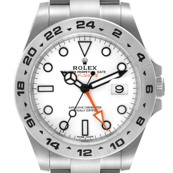 Rolex Explorer II GMT 42 White Dial Orange Hand Steel Mens Watch 216570 Box Card Rolex Explorer II GMT 42 White Dial Orange Hand Steel Mens Watch 216570 Box Card