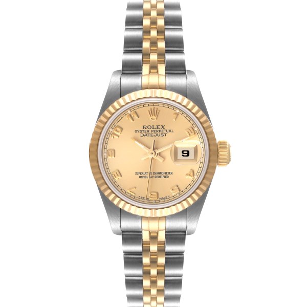 Rolex Datejust Steel Yellow Gold Fluted Bezel Ladies Watch 69173