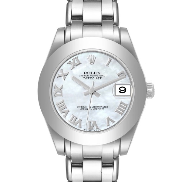 Rolex Pearlmaster 34mm Midsize White Gold Mother of Pearl Ladies Watch 81209