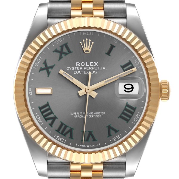 Rolex Datejust 41 Steel Yellow Gold Wimbledon Dial Mens Watch 126333