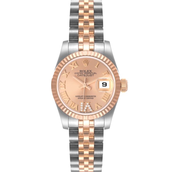 Rolex Datejust Rose Gold Steel Salmon Diamond Dial Ladies Watch 179171