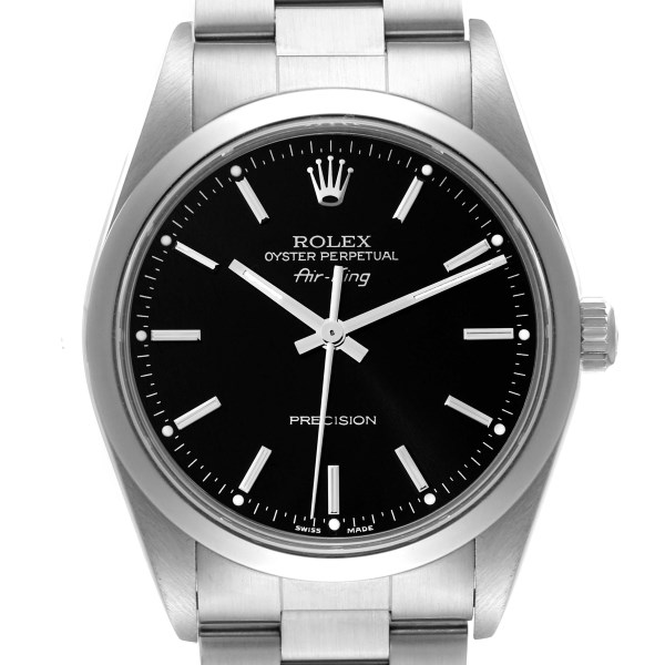 Rolex Air King 34mm Steel Black Dial Domed Bezel Mens Watch 14000