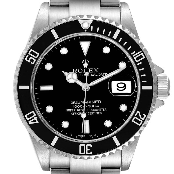 Rolex Submariner Date Black Dial Steel Mens Watch 16610