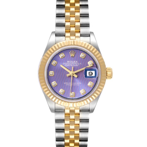 Rolex Datejust 28 Steel Yellow Gold Lavender Diamond Dial Ladies Watch 279173