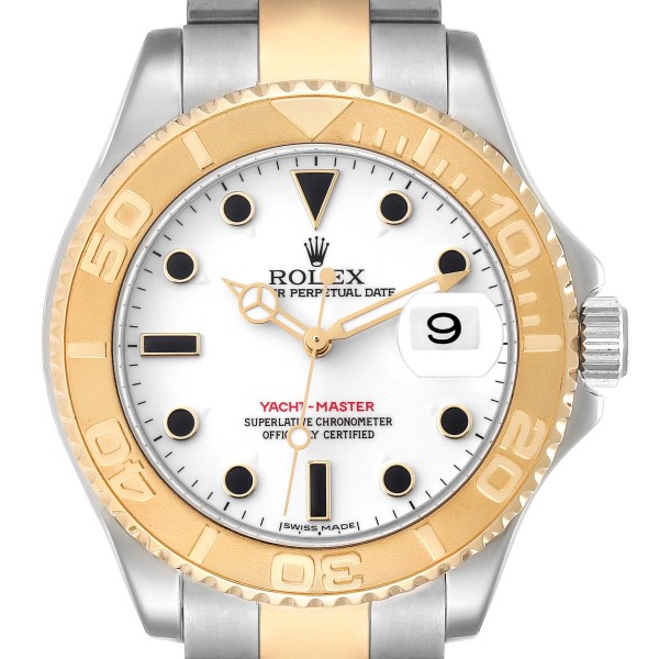 Rolex Yachtmaster Steel Yellow Gold White Dial Mens Watch 16623 Box Papers