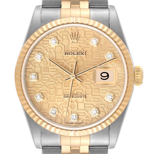 Rolex Datejust Steel Yellow Gold Anniversary Diamond Dial Mens Watch 16233 Rolex Datejust Steel Yellow Gold Anniversary Diamond Dial Mens Watch 16233