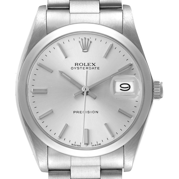 Rolex OysterDate Precision Silver Dial Steel Vintage Mens Watch 6694