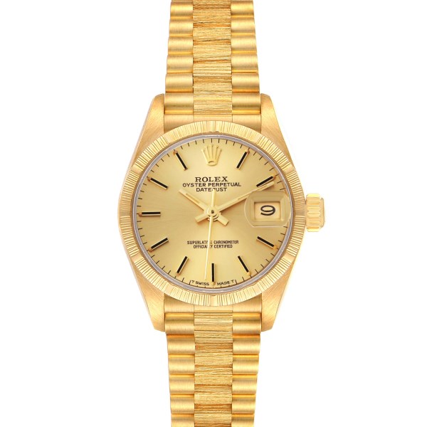 Rolex Datejust President Yellow Gold Bark Finish Ladies Watch 69278 Box Papers Rolex Datejust President Yellow Gold Bark Finish Ladies Watch 69278 Box Papers