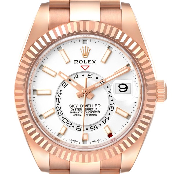 Rolex Sky-Dweller Rose Gold White Dial Mens Watch 326935 Box Card