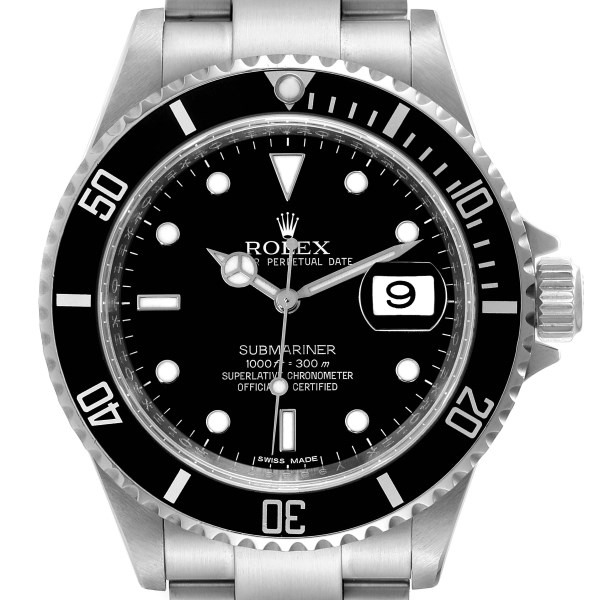 Rolex Submariner Date 40mm Black Dial Steel Mens Watch 16610