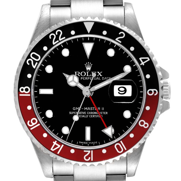 Rolex GMT Master II Black Red Coke Bezel Error Dial Mens Watch 16710 Box Papers