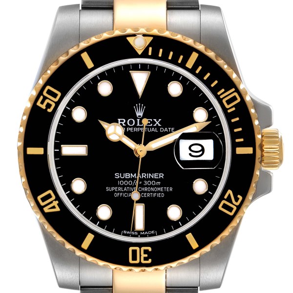 Rolex Submariner Steel Yellow Gold Black Dial Mens Watch 116613