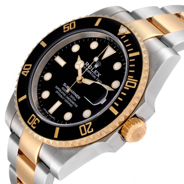 Rolex Submariner Steel Yellow Gold Black Dial Mens Watch 116613