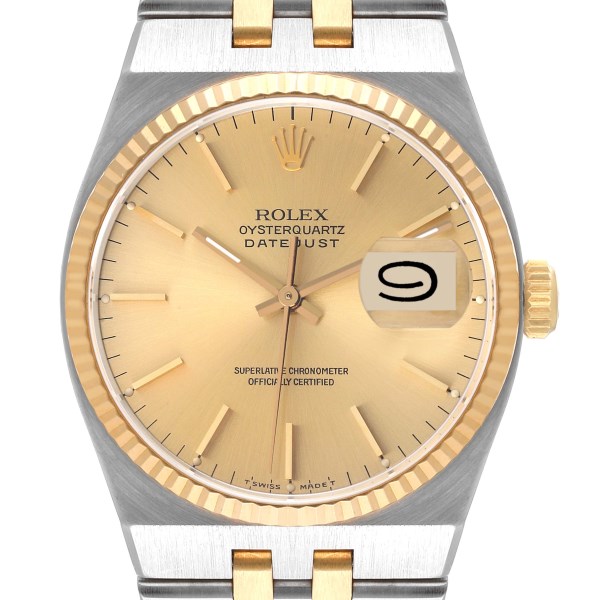 Rolex Oysterquartz Datejust Steel Yellow Gold Mens Watch 17013