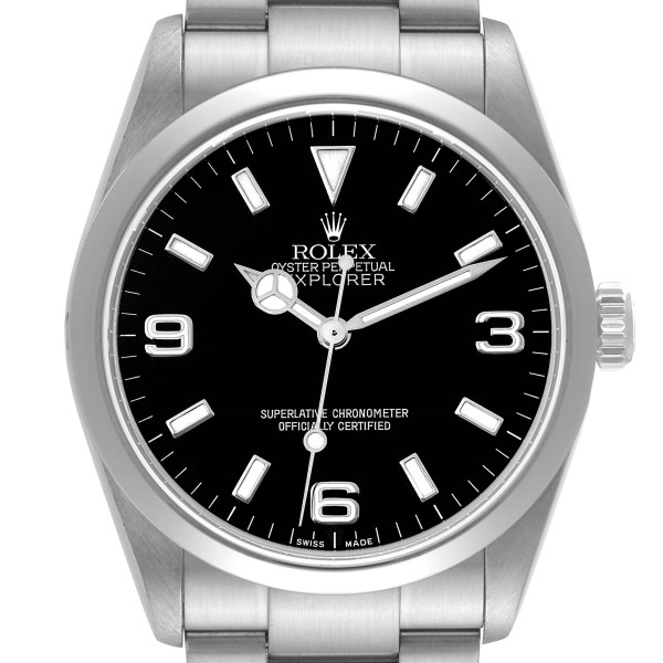 Rolex Explorer I Black Dial Stainless Steel Mens Watch 114270 Box Card