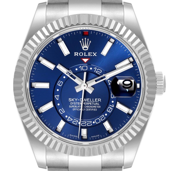 Rolex Sky-Dweller Steel White Gold Blue Dial Mens Watch 326934 Unworn