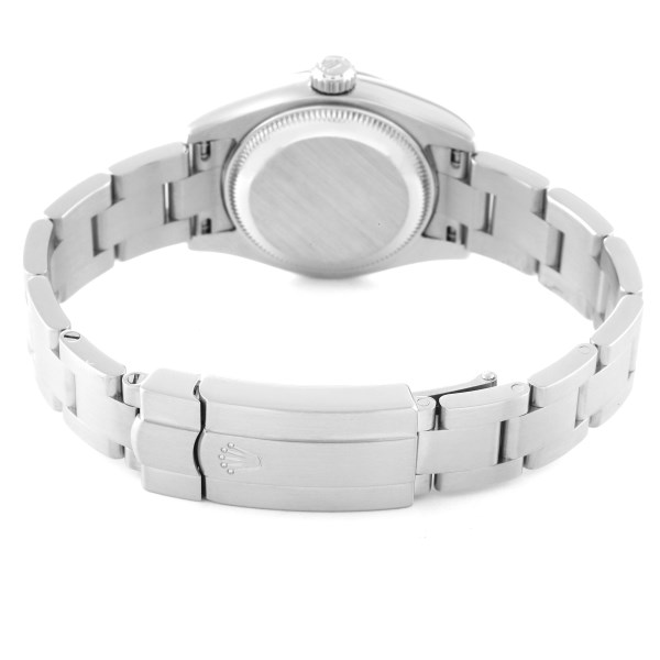 Rolex Oyster Perpetual Nondate Blue Dial Domed Bezel Watch 176200 Box Card