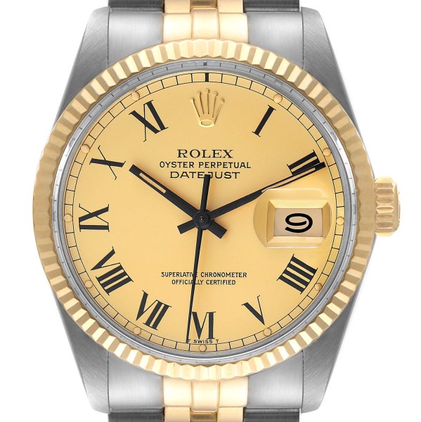 Rolex Datejust Steel Yellow Gold Buckley Dial Vintage Mens Watch 16013