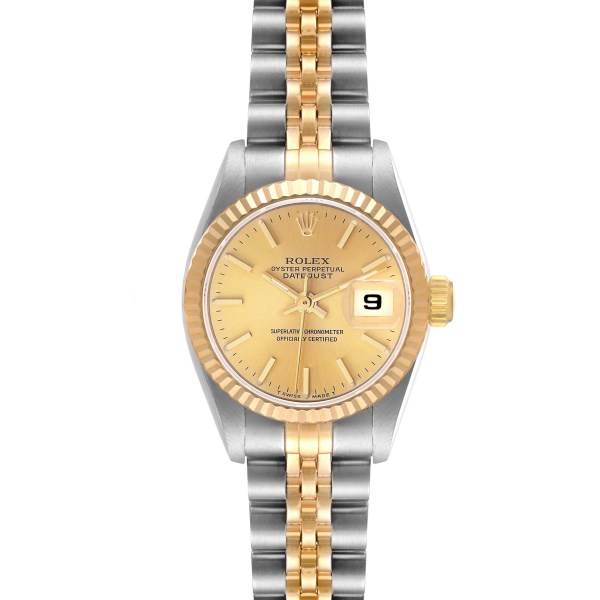Rolex Datejust Steel Yellow Gold Champagne Dial Ladies Watch 69173