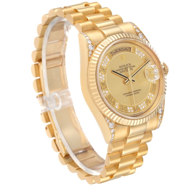 Rolex President Day Date Yellow Gold Myriad Dial Diamond Lugs Mens Watch 118338