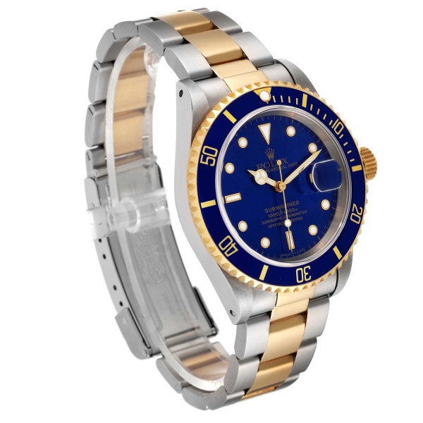 Rolex Submariner Blue Dial Steel Yellow Gold Mens Watch 16613