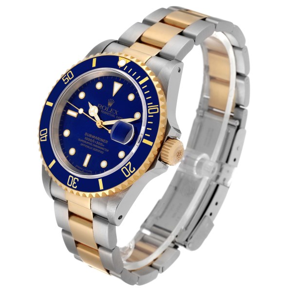 Rolex Submariner Blue Dial Steel Yellow Gold Mens Watch 16613