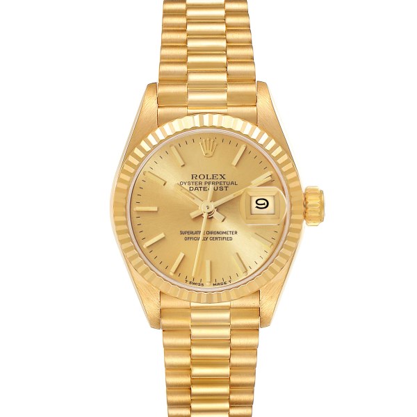 Rolex Datejust President Yellow Gold Champagne Dial Ladies Watch 69178