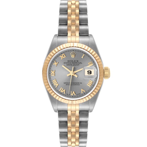 Rolex Datejust Steel Yellow Gold Slate Dial Ladies Watch 79173 Box Papers