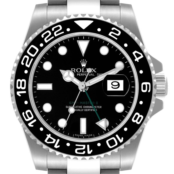 Rolex GMT Master II Black Dial Ceramic Bezel Steel Mens Watch 116710