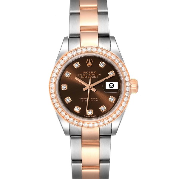 Rolex Datejust Steel Rose Gold Diamond 28 mm Ladies Watch 279381 Unworn