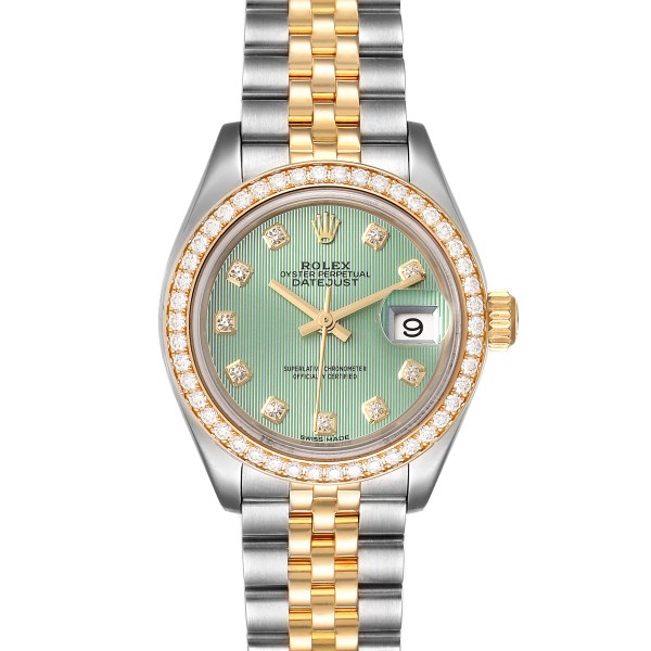 Rolex Datejust Steel Yellow Gold Diamond 28 mm Ladies Watch 279383 Box Card