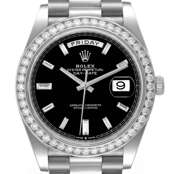 Rolex Day-Date 40 President White Gold Diamond Mens Watch 228349 Unworn