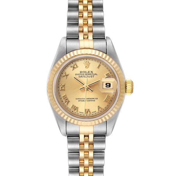 Rolex Datejust Steel Yellow Gold Champagne Dial Ladies Watch 79173 Box Papers