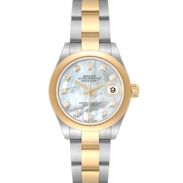 Rolex Datejust Steel Yellow Gold Mother of Pearl Diamond Dial Ladies Watch 279163