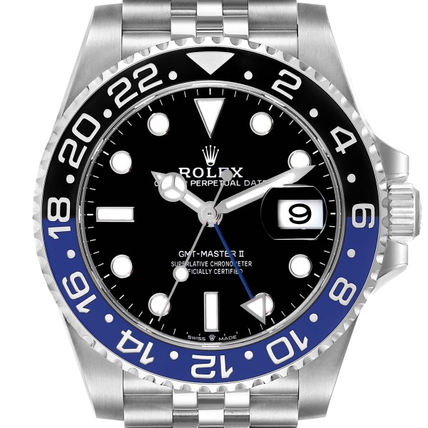 Rolex GMT Master II Batgirl Black Blue Bezel Steel Mens Watch 126710 Unworn