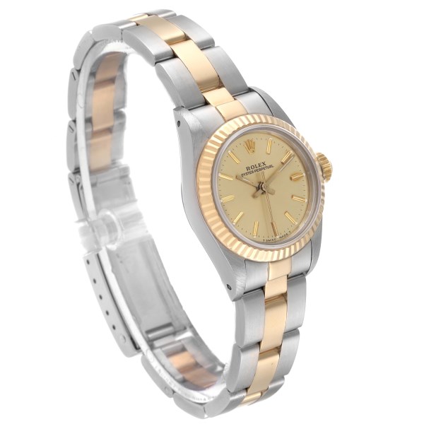 Rolex Oyster Perpetual Steel Yellow Gold Champagne Dial Ladies Watch 67193