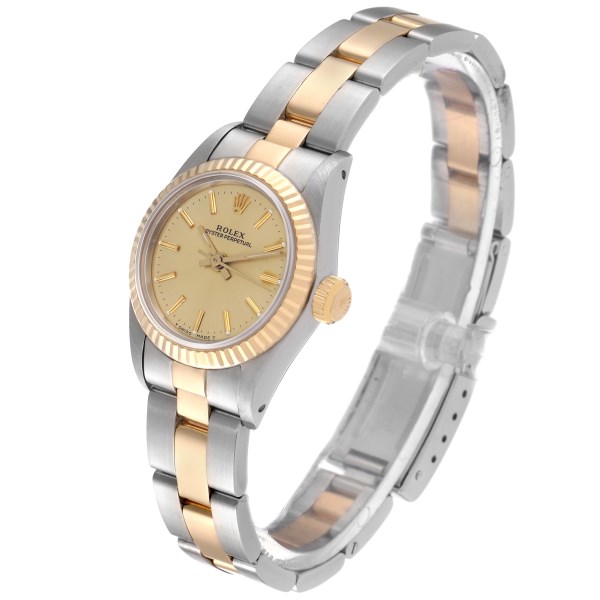 Rolex Oyster Perpetual Steel Yellow Gold Champagne Dial Ladies Watch 67193