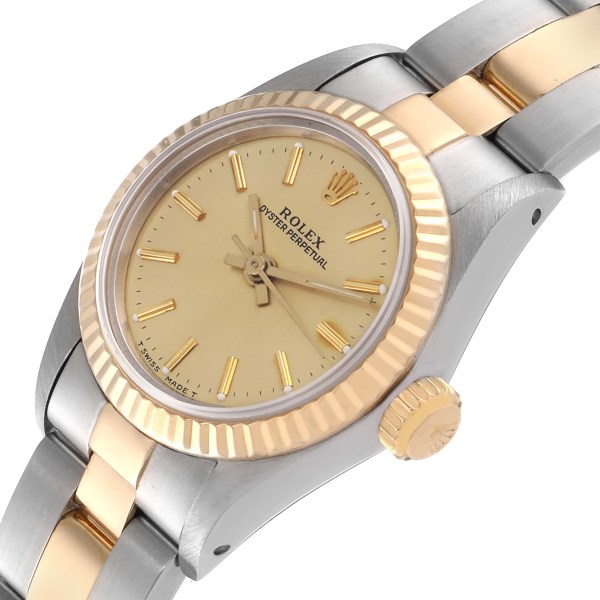 Rolex Oyster Perpetual Steel Yellow Gold Champagne Dial Ladies Watch 67193