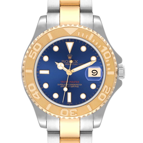 Rolex Yachtmaster 35 Midsize Blue Dial Steel Yellow Gold Mens Watch 68623