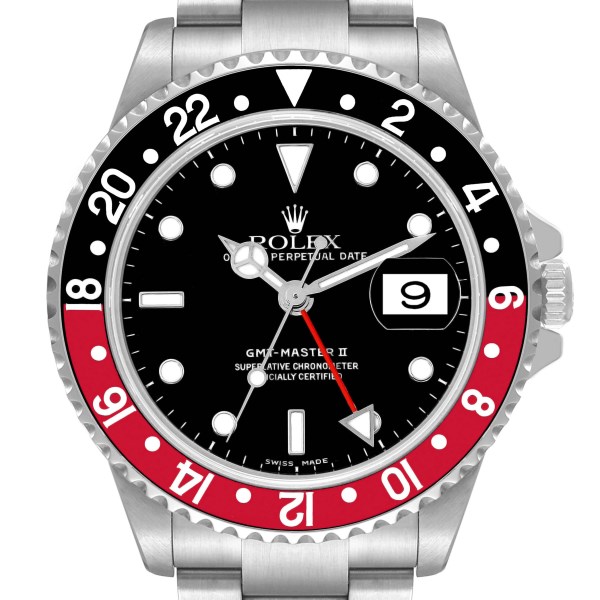 Rolex GMT Master II Black Red Coke Bezel Steel Mens Watch 16710 Box Papers