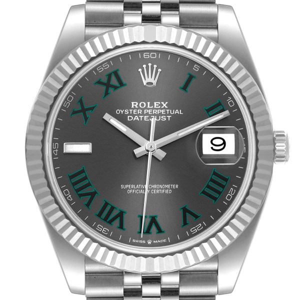 Rolex Datejust 41 Steel White Gold Wimbledon Dial Mens Watch 126334