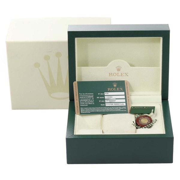 Rolex Turnograph Steel White Gold Oyster Bracelet Mens Watch 116264 Box Card