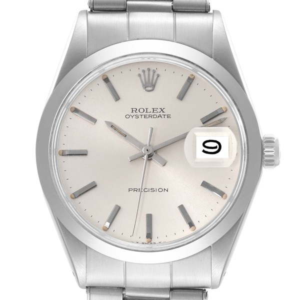 Rolex OysterDate Precision Silver Dial Steel Vintage Mens Watch 6694