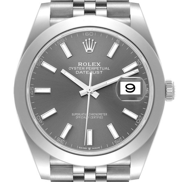Rolex Datejust 41 Slate Dial Smooth Bezel Steel Mens Watch 126300 Unworn