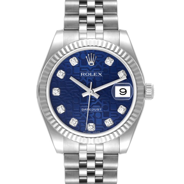 Rolex Datejust Midsize Steel White Gold Blue Diamond Dial Ladies Watch 178274