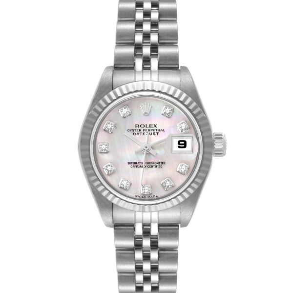 Rolex Datejust Steel White Gold Mother of Pearl Diamond Ladies Watch 79174