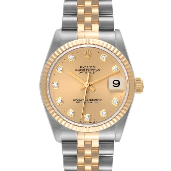 Rolex Datejust Midsize Steel Yellow Gold Diamond Ladies Watch 78273