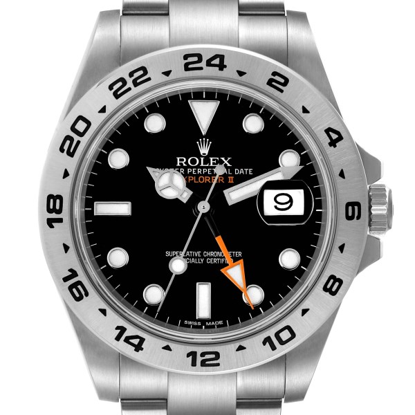 Rolex Explorer II 42 Black Dial Orange Hand Steel Mens Watch 216570 Box Card