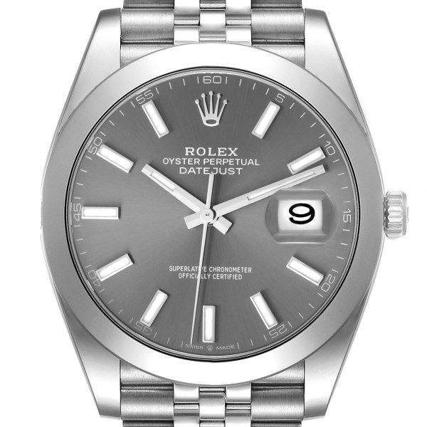 Rolex Datejust 41 Slate Dial Smooth Bezel Steel Mens Watch 126300 Unworn